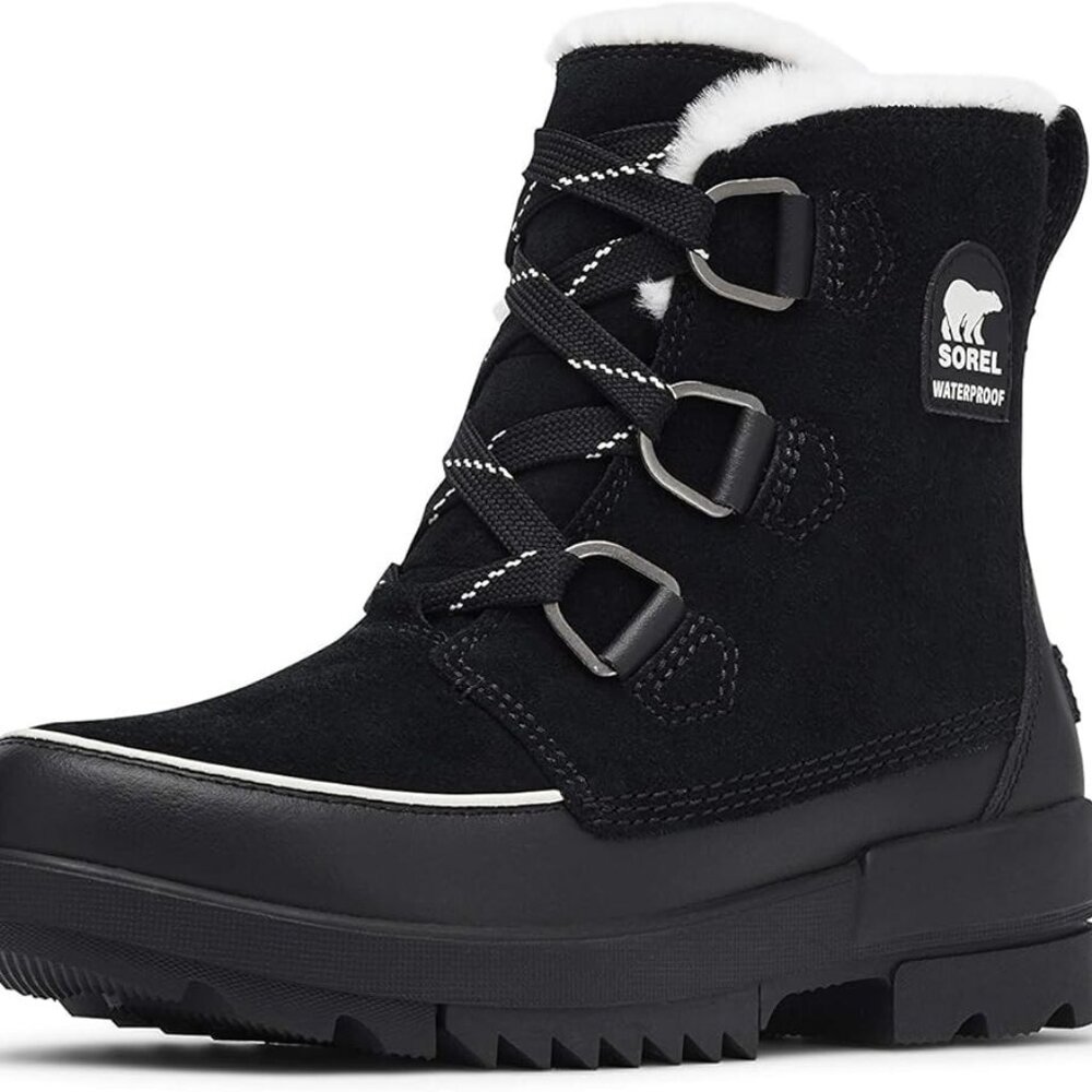 Sorel Black Winter Boots with White Trim